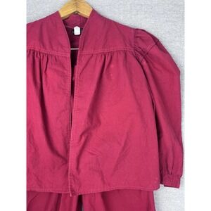 Peggy Woodard California Vintage 2 Piece Set Magenta Puff Sleeve Jacket Pants‎